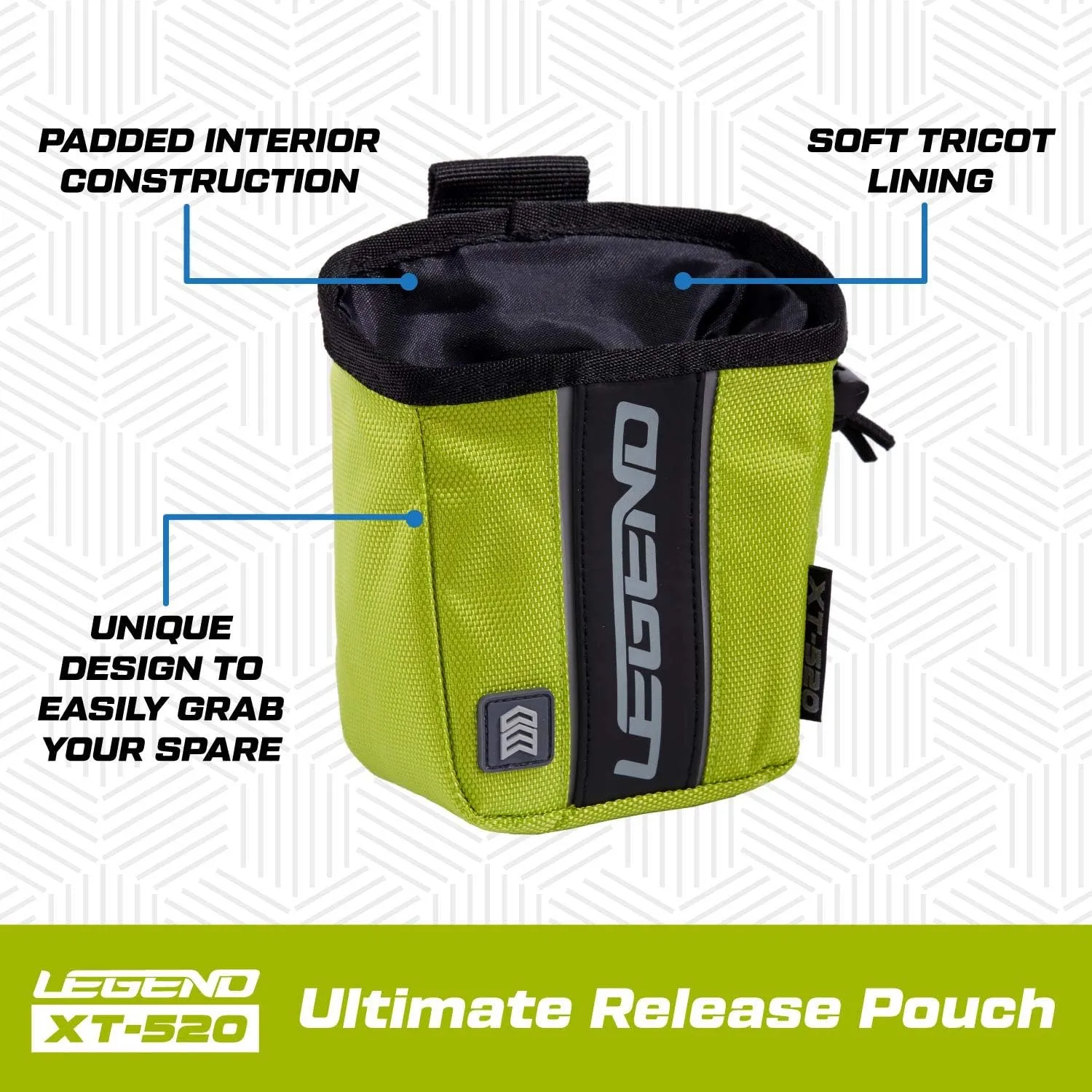 Legend XT520 Quick Release Pouch & Finger Tab Bag | Interior Divider for Better Organization & Storage of Release Aids | Attaches to Standard 2" Belt | Quick Drawstring Closure
