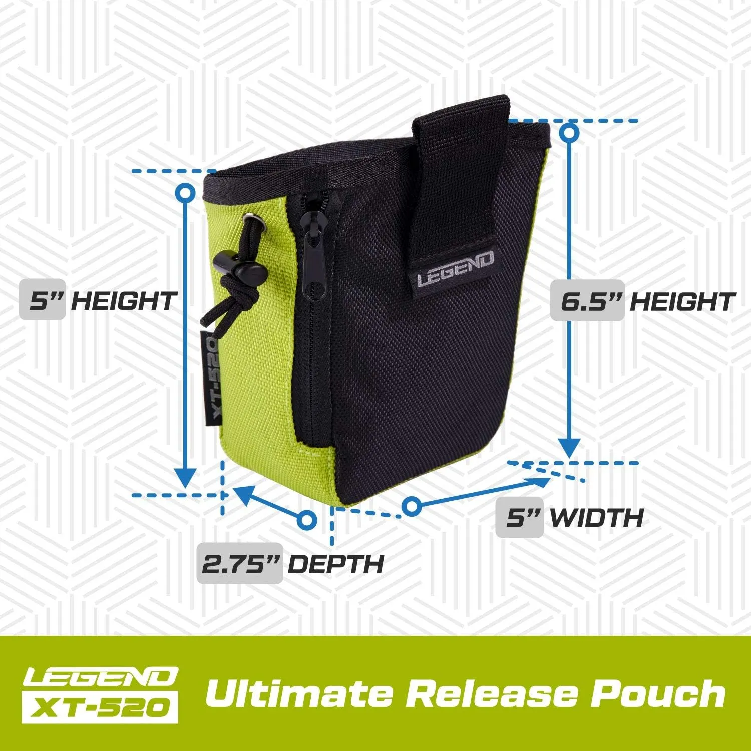 Legend XT520 Quick Release Pouch & Finger Tab Bag | Interior Divider for Better Organization & Storage of Release Aids | Attaches to Standard 2" Belt | Quick Drawstring Closure