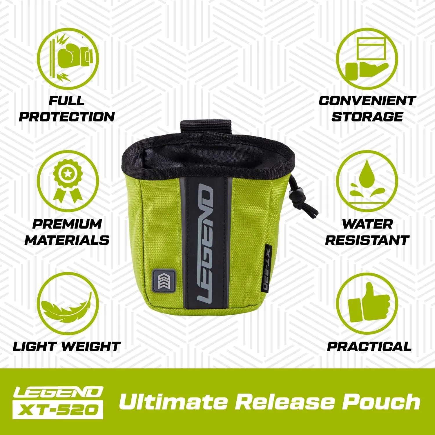Legend XT520 Quick Release Pouch & Finger Tab Bag | Interior Divider for Better Organization & Storage of Release Aids | Attaches to Standard 2" Belt | Quick Drawstring Closure