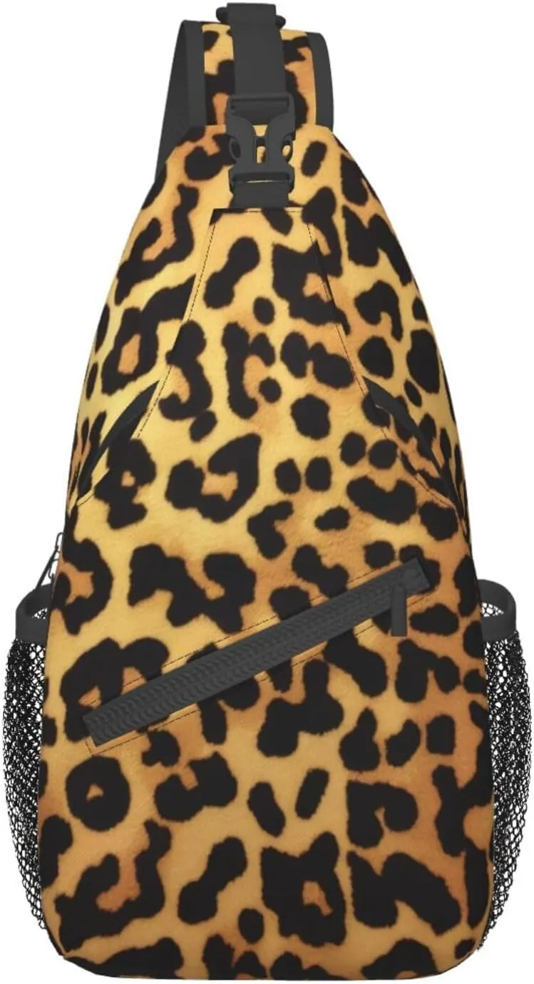 Leopard Print Print Men'S Casual Crossbody Chest Bag - A Versatile Accessory For Everyday Use And Short Trips