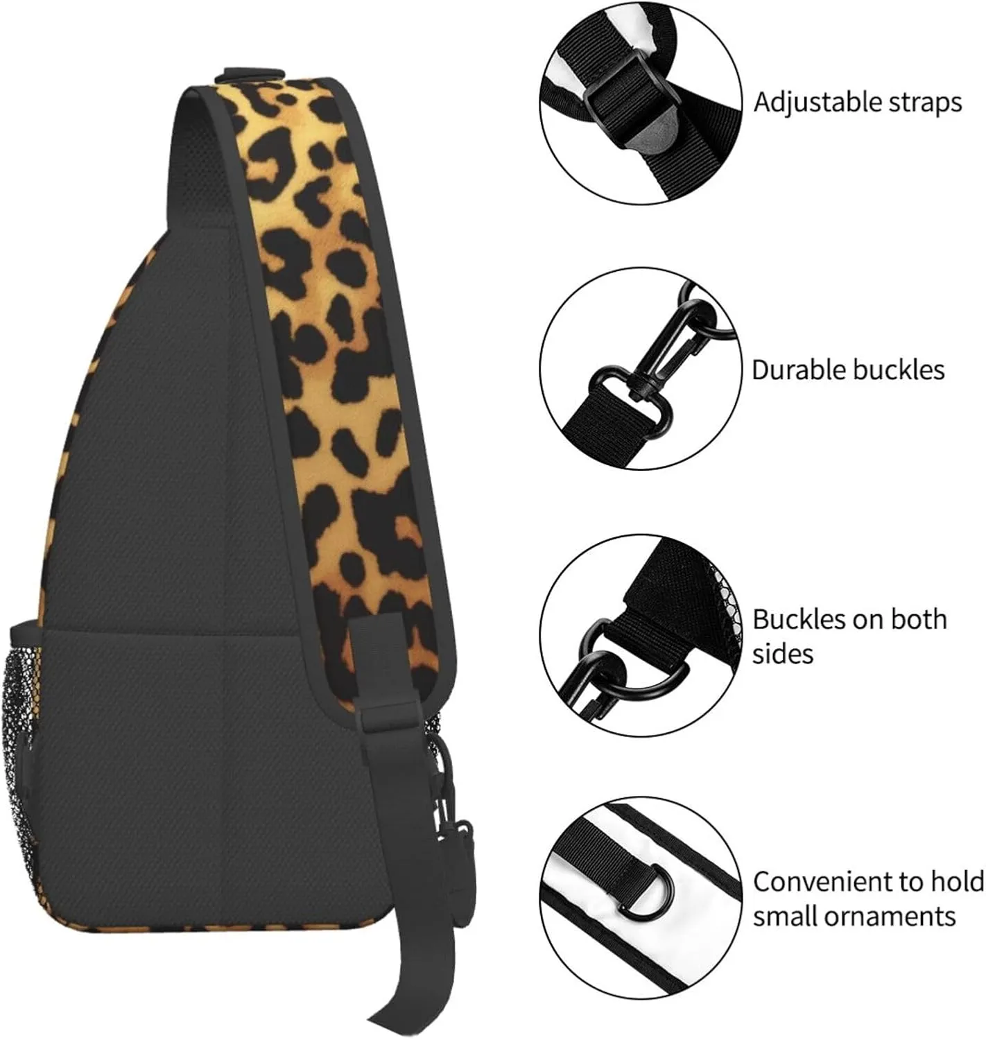 Leopard Print Print Men'S Casual Crossbody Chest Bag - A Versatile Accessory For Everyday Use And Short Trips