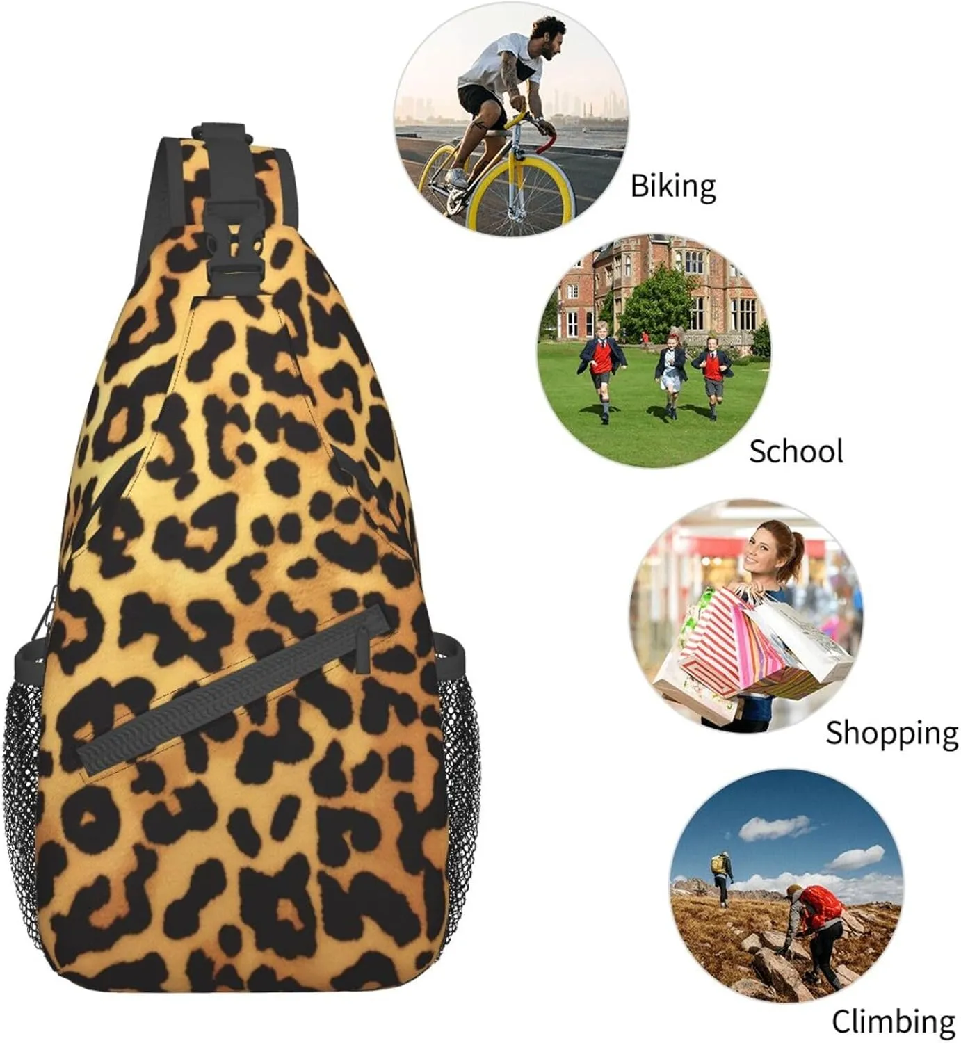 Leopard Print Print Men'S Casual Crossbody Chest Bag - A Versatile Accessory For Everyday Use And Short Trips