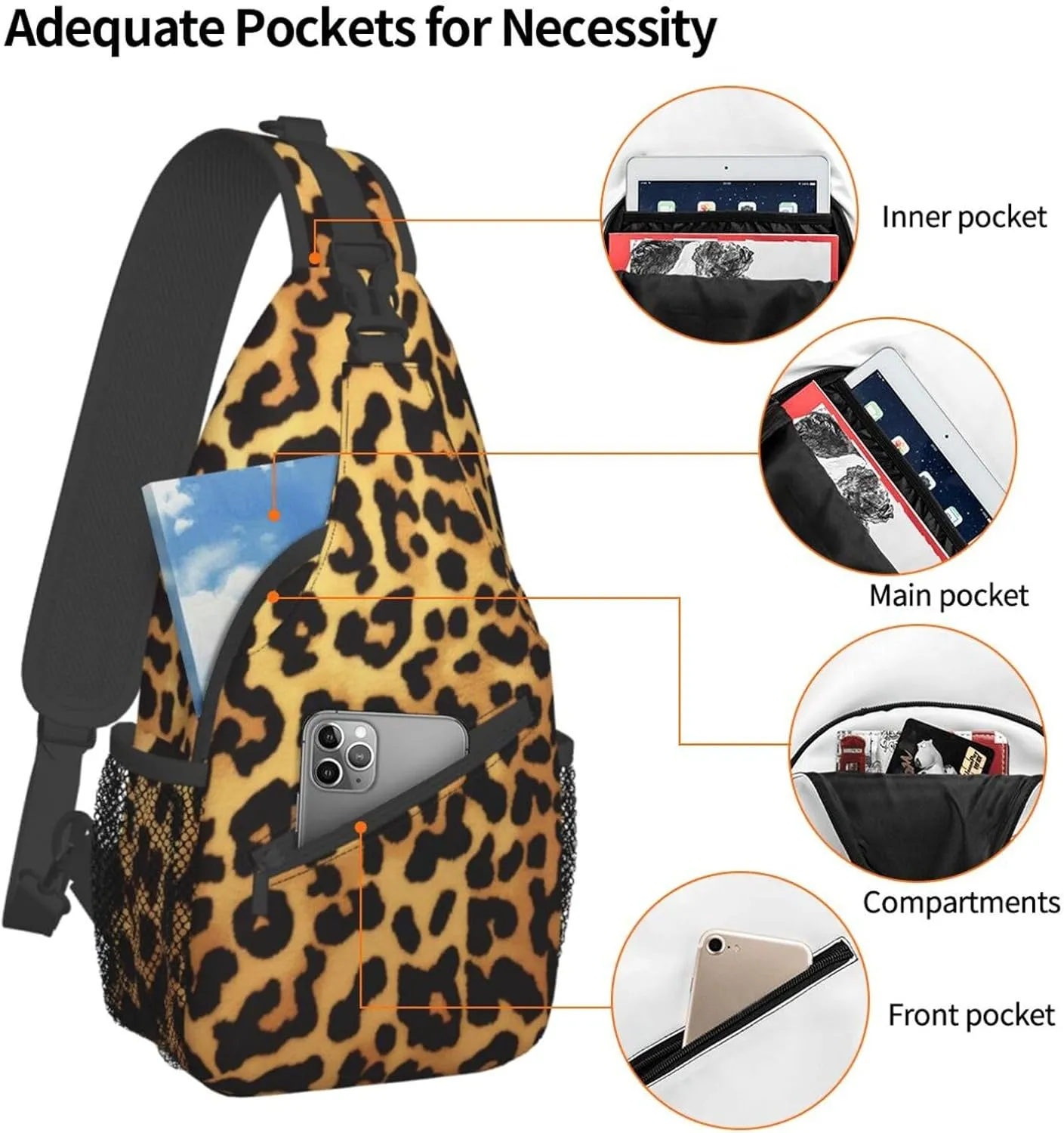 Leopard Print Print Men'S Casual Crossbody Chest Bag - A Versatile Accessory For Everyday Use And Short Trips