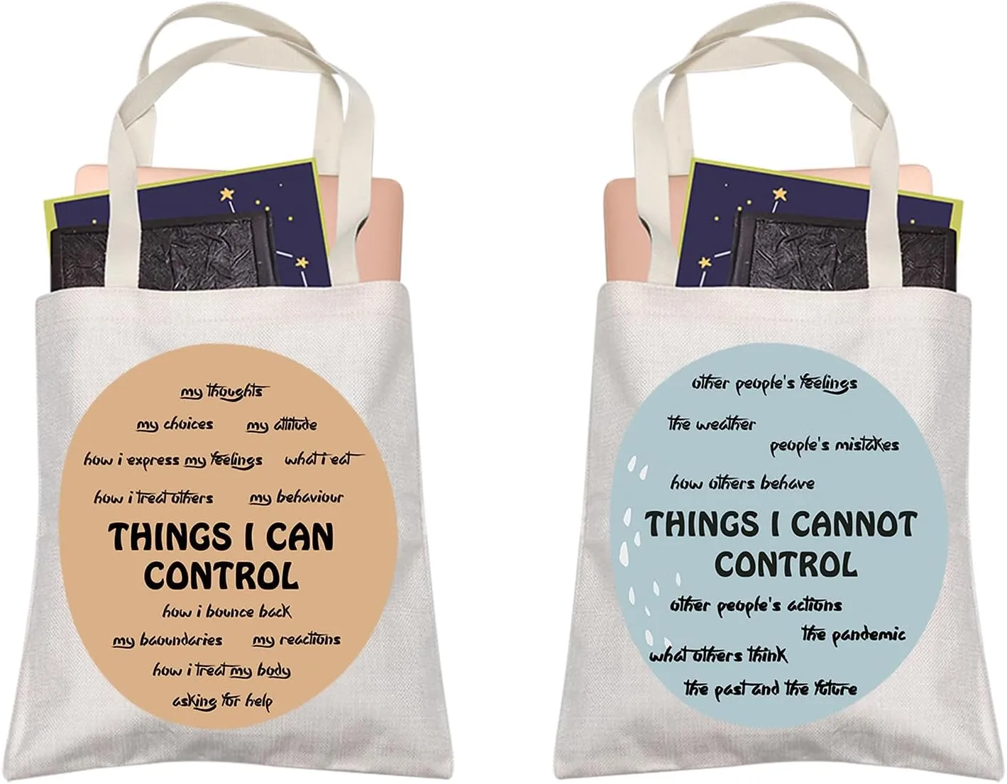 LEVLO Calm Down Counselor Teacher Psychologist Graduation Gift Things I Can Control Shopping Bag