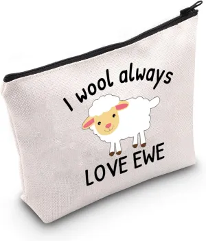LEVLO Funny Lambs Farm Animals Lovers Gifts I Wool Always Love Ewe Makeup Bags Lamb Sheep Pun Xmas Valentine Travel Case(Always Love Ewe)