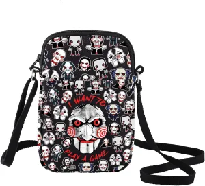 LEVLO Sadistic ThrillerCrossbody Bag Horror Movie Fans Gift I Want To Play Game Puzzle Horror Shoulder Bag Thriller Merch