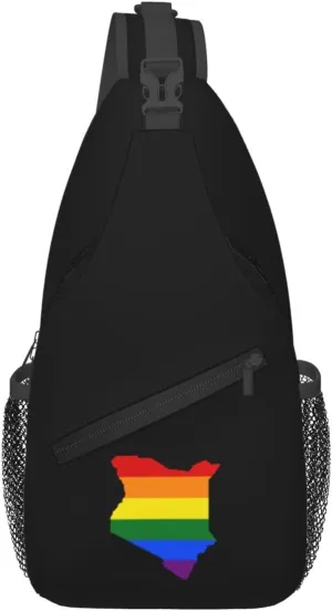LGBT Flag Map Of Kenya Crossbody Bags For Women Men Chest Backpack Gym Shoulder Bag Travel Outdoor Sports Casual Crossbody Bags