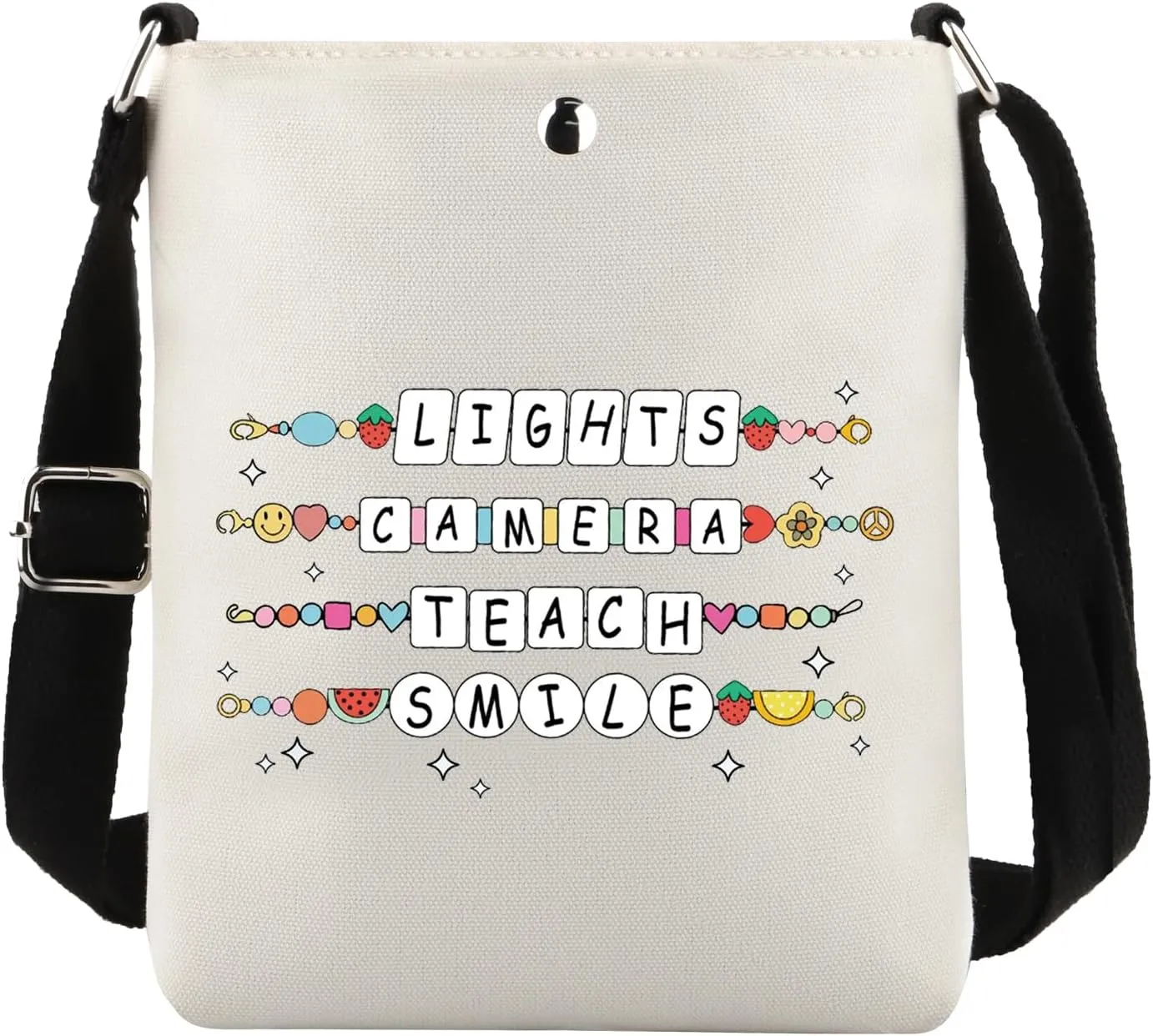 Lights Camera Teach Teacher Crossbody Bag Groovy Teachers Gift Teacher Friendship Bracelet Shoulder Bag Back To S-chool Gift