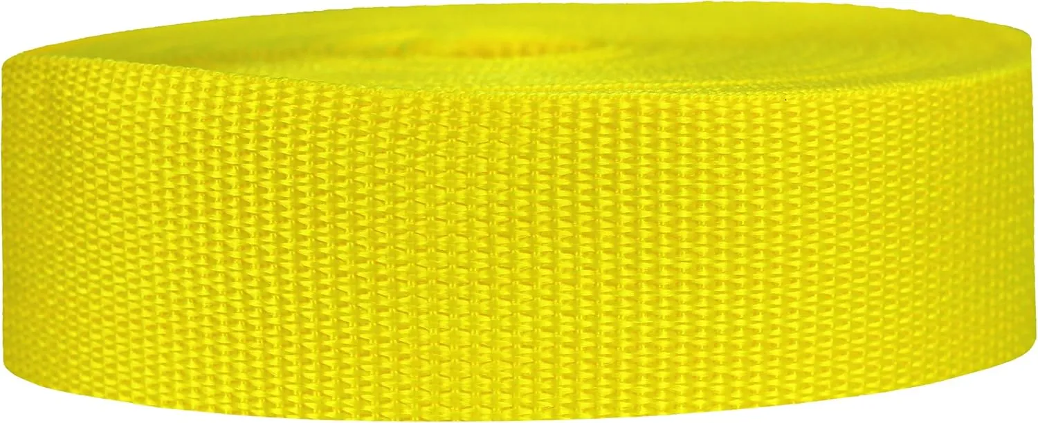 Lightweight Polypropylene Webbing - Poly Strapping for Outdoor DIY Gear Repair, Pet Collars, Crafts – 1.5 Inch by 10, 25, or 50 Yards, Over 20 Colors