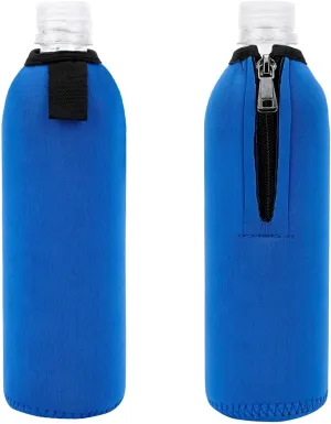 Linkidea 2 Pack Disposable Water Bottle Sleeve Compatible with Smartwater 16.9/20Fl Oz, Evian 16.9Fl Oz, Insulated Neoprene Bottled Water Cover Holder with Zipper Pull Lockable, Blue