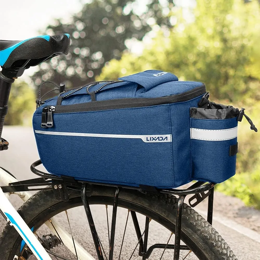 Lixada Bike Panniers Bike Trunk Bag Insulated Bag for Warm/Cool Items, Bicycle Rear Rack Storage Luggage Bicycle Seat Multifunctional Insulated Trunk Cooler Bag Shoulder Bag 11.4 6.3 6.7in
