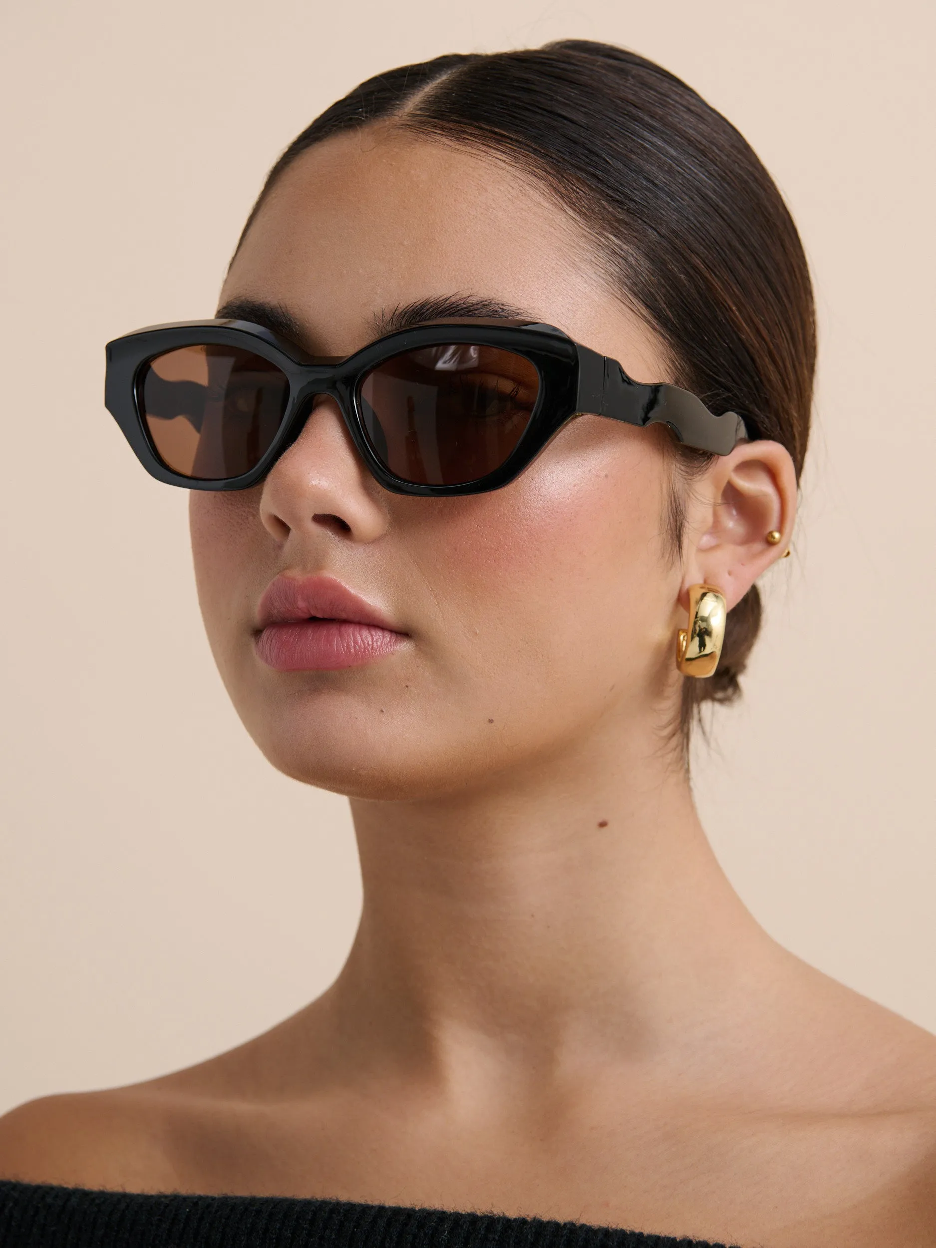 Lizzie Cat-Eye Sunglasses in Black