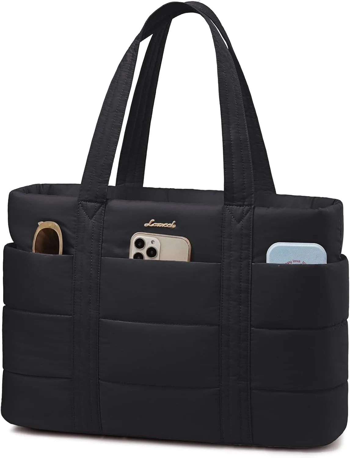 LOVEVOOK Puffer Work Women's Tote - Large Laptop Tote Bag, Lightweight Travel - Zippered Gifts for Women