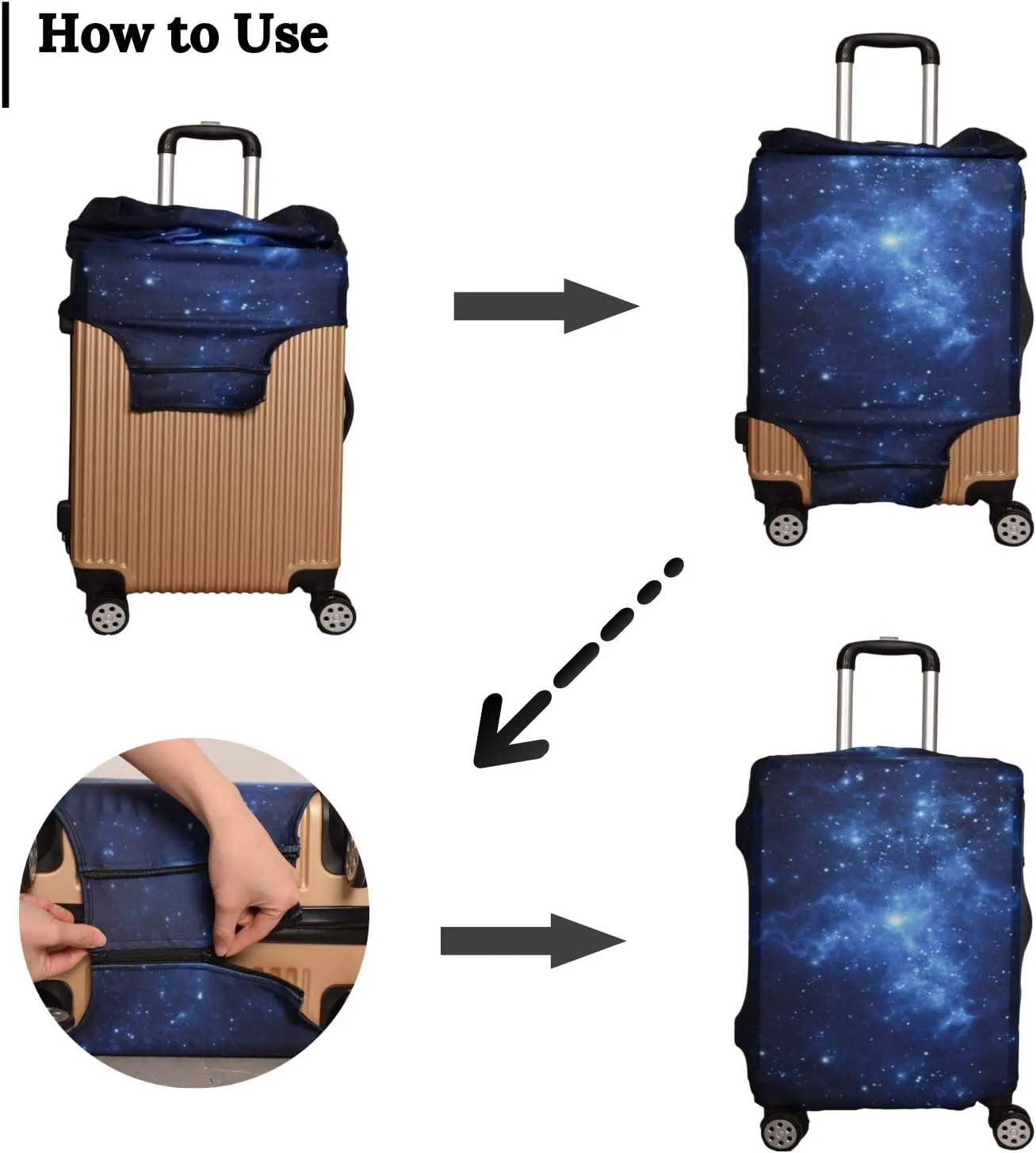 Luggage Cover, Protective Washable Suitcase Cover - Travel Elastic Spandex Suitcase Protector Fits 22 to 24 Inch Galaxy