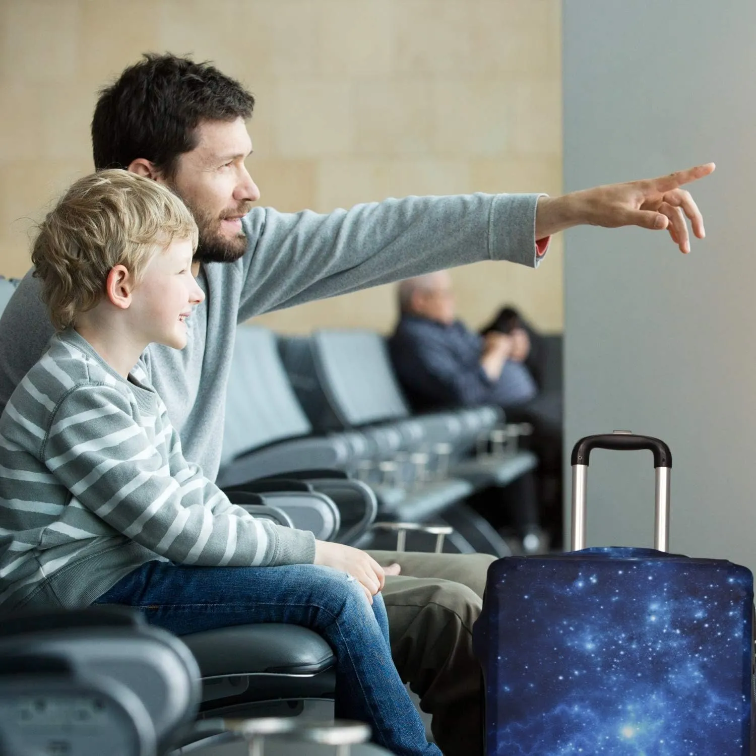 Luggage Cover, Protective Washable Suitcase Cover - Travel Elastic Spandex Suitcase Protector Fits 22 to 24 Inch Galaxy