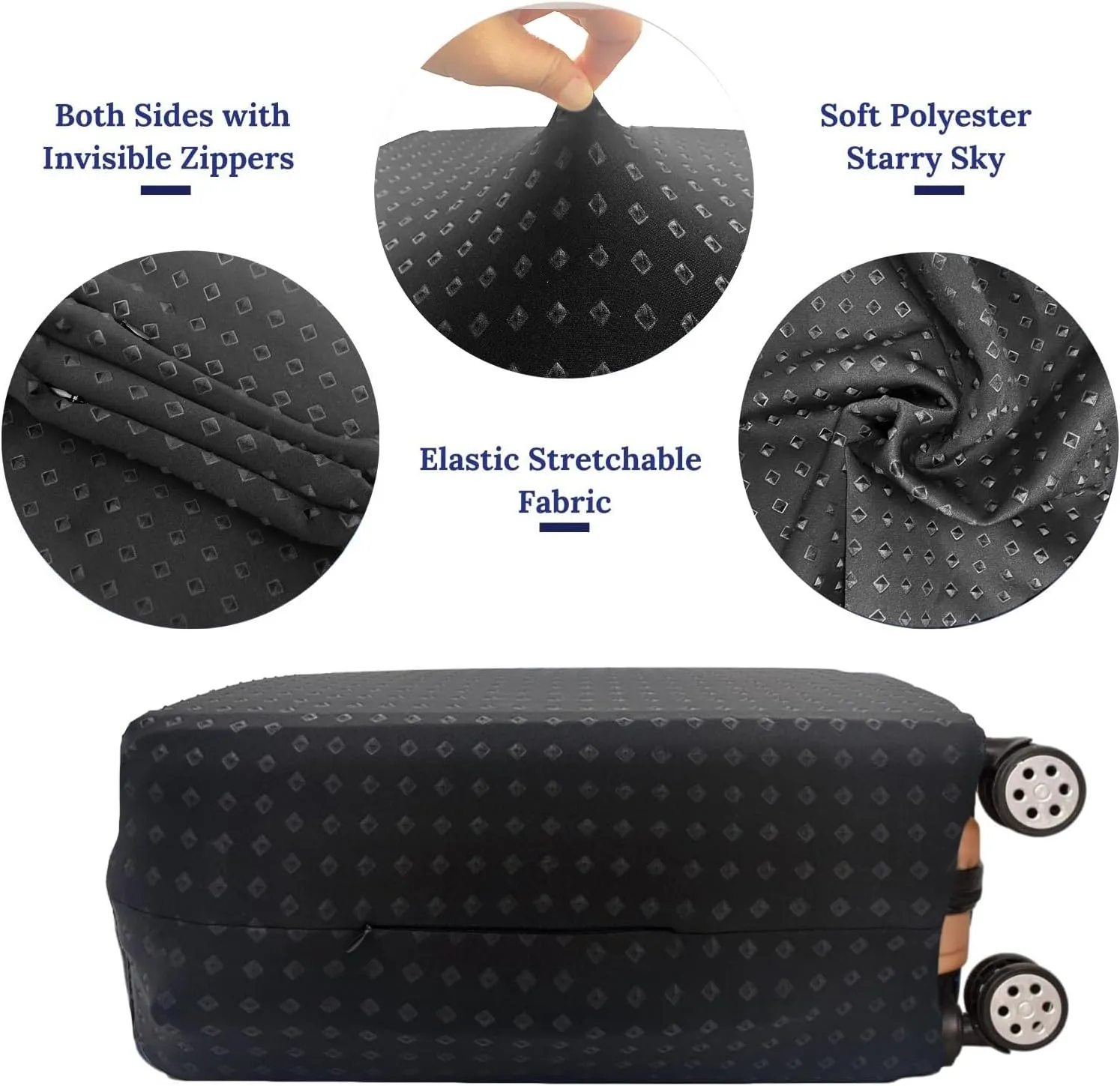 Luggage Cover, Protective Washable Suitcase Cover - Travel Elastic Spandex Suitcase Protector Fits 22 to 24Inch Black