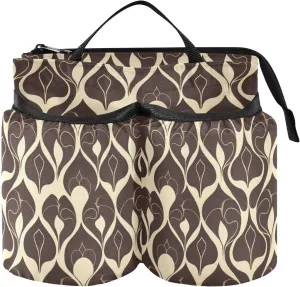 Luggage Water Bottle Holder Unique Retro Style Geometic Plaid Brown Luggage Accessories Travel Travelers Flight Attendants