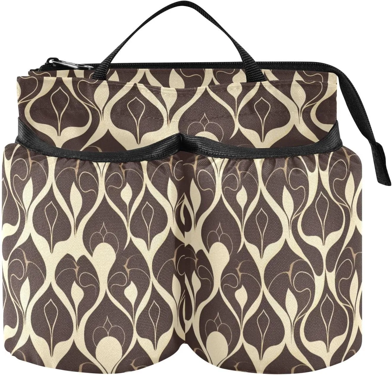 Luggage Water Bottle Holder Unique Retro Style Geometic Plaid Brown Luggage Accessories Travel Travelers Flight Attendants