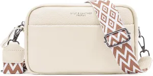 Lushandy Leather Crossbody Bags for Women Crossbody Camera Bag Purse Thick Strap Trendy Small Shoulder Bag with Guitar Strap