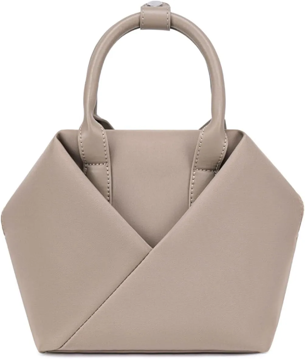 Lux & Nyx Small Origami Crossbody & Handbag - Black Ultra Satin Nylon - Daily and Travel Small Tote Bag with Crossbody Strap