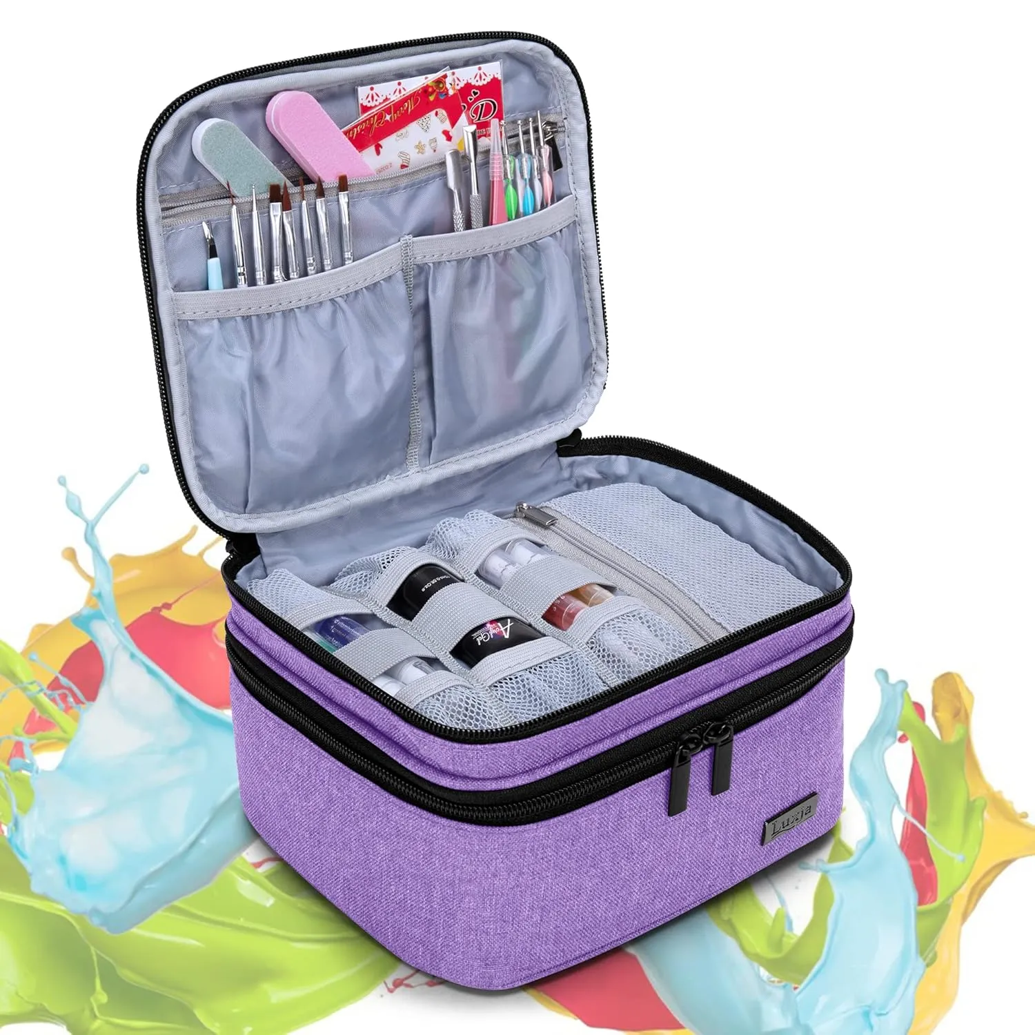 LUXJA Nail Polish Carrying Case - Holds 20 Bottles (15ml - 0.5 fl.oz), Portable Organizer Bag for Nail Polish and Manicure Set, Lavender