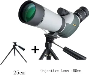 LXB Telescope,Traveling to See The Scenic Telescope，20-60 X Spotting Scope Ipx7 Nitrogen-Filled Waterproof Shockproof Tripods and Bags Watch Archery Travel,80Mm Scope Desktop Tripod