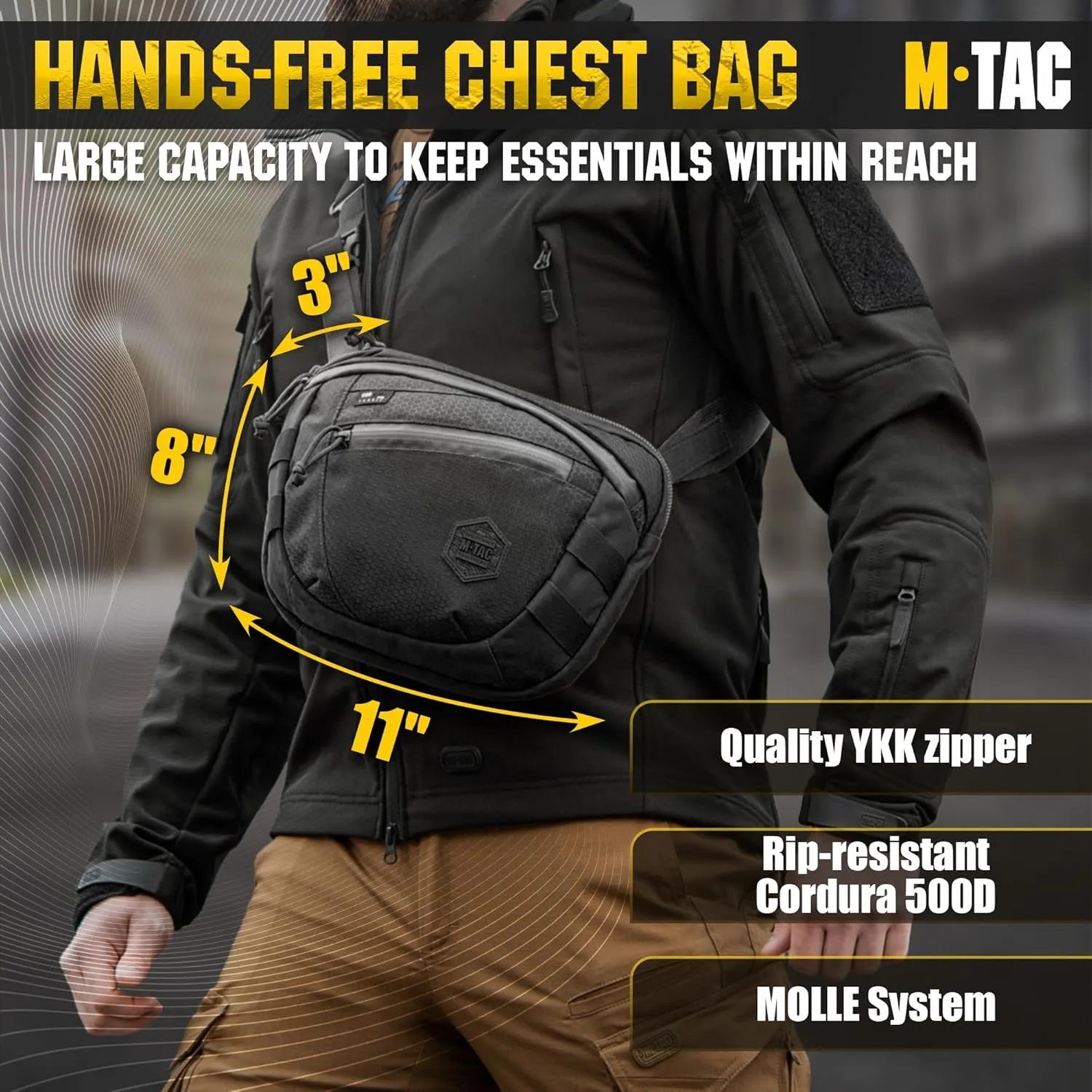 M-Tac Elite Sphaera Large Bag Gen 2 -Tactical Shoulder Bag - Conceal Carry Chest Sling Pack CCW Bag