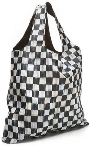 MACKENZIE-CHILDS To-Go Tote, Reusable Tote Bag for Work or Shopping, Black-and-White Courtly Check