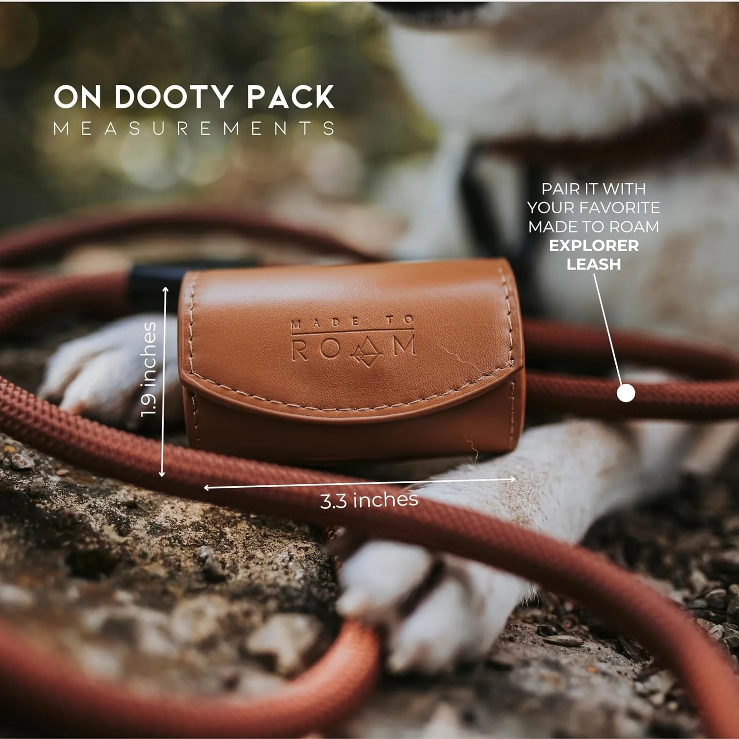 MADE TO ROAM On Dooty Pack - Premium Dog Poop Bag Holder for Leash, Vegan Leather Waste Bag Dispenser for Poop Bag Rolls - Washington Rain