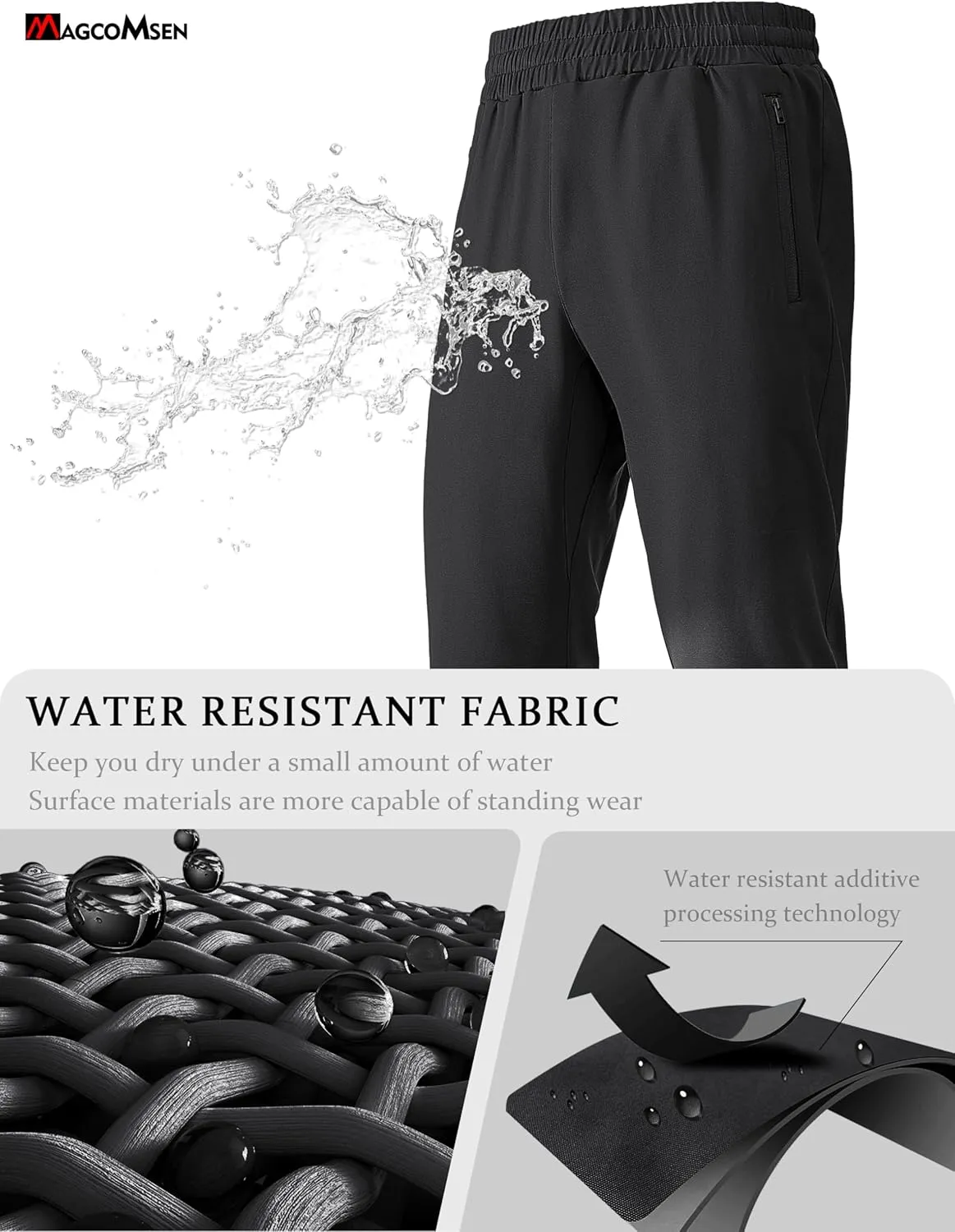 MAGCOMSEN Men's Winter Fleece Lined Sweatpants Running Warm Athletic Pants Sports Water Resistant Pants