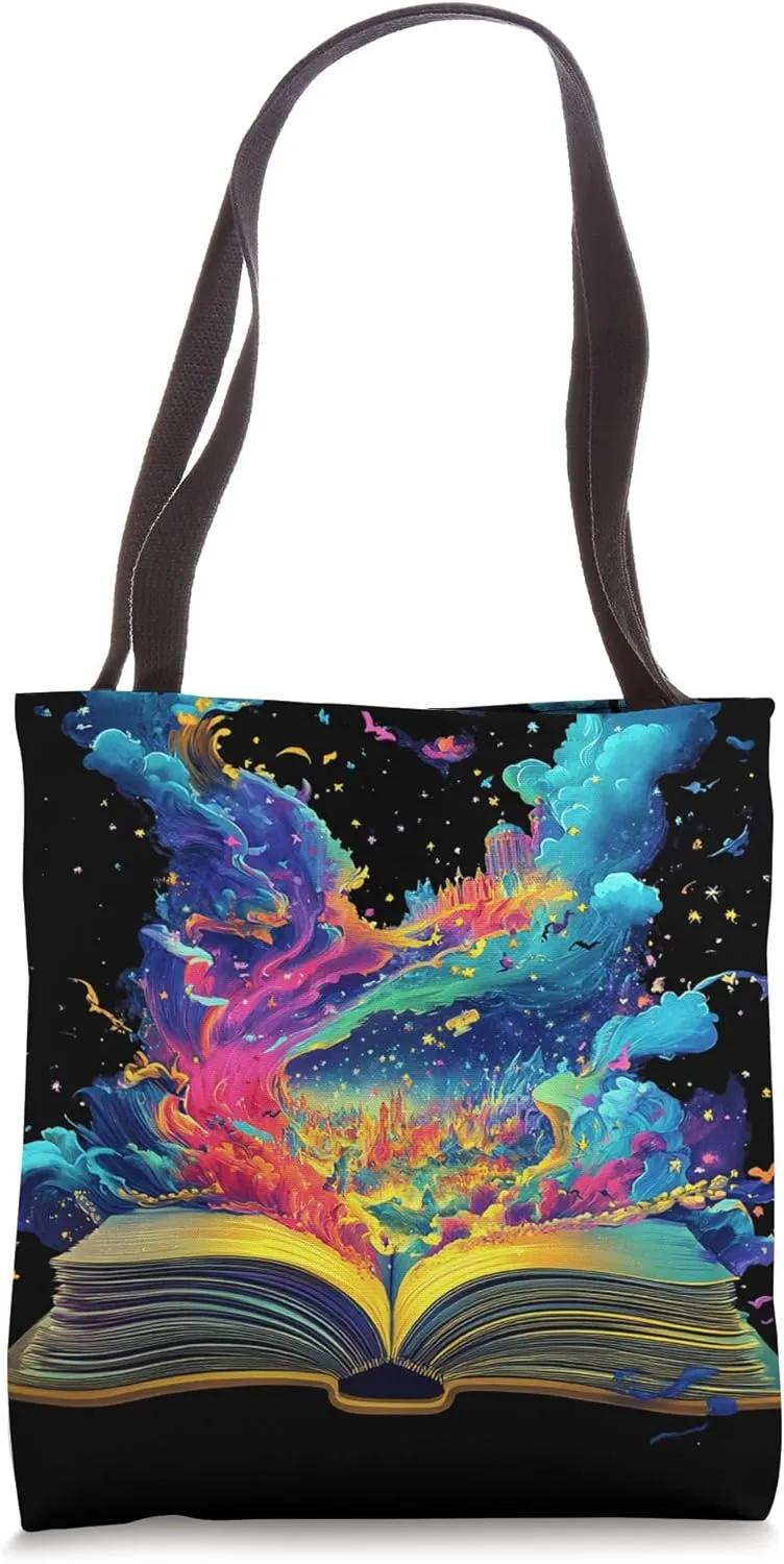 Magical Open Book Fantasy Tote Bag