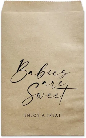 MAGJUCHE Babies Are Sweet Baby Shower Party Favor Bags, 50-Pack Kraft Treat Cookie Donut Bags