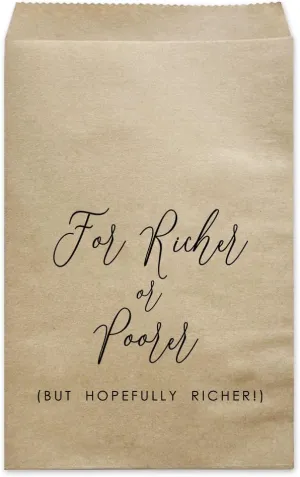 MAGJUCHE For Richer Or Poorer Wedding Party Favor Bags, 50-Pack Kraft Reception Treat Cookie Donut Bags
