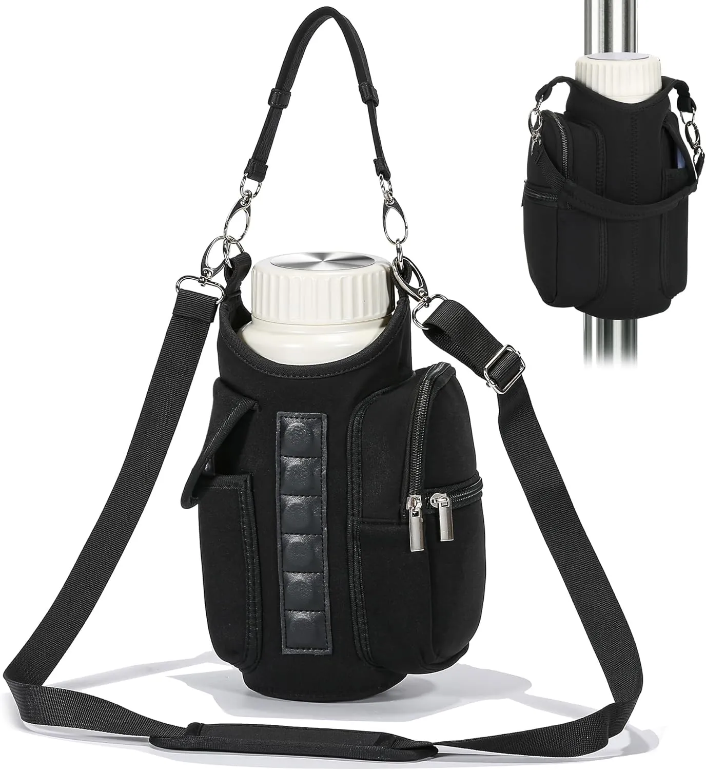 Magnetic Gym Bag Water Bottle Holder with Strap & Phone Pocket: Crossbody Sling Bag for Men Women Travel Work Sports
