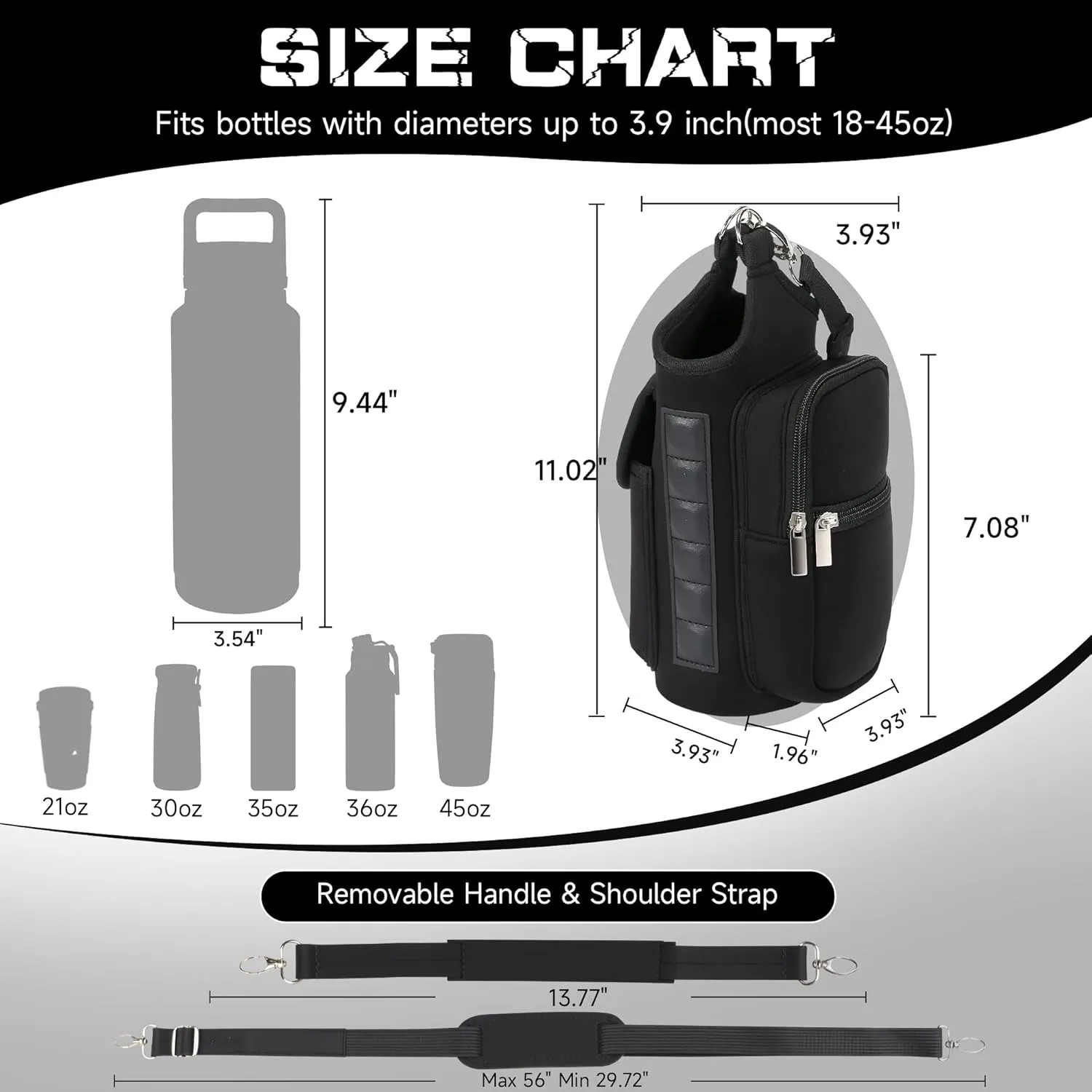 Magnetic Gym Bag Water Bottle Holder with Strap & Phone Pocket: Crossbody Sling Bag for Men Women Travel Work Sports