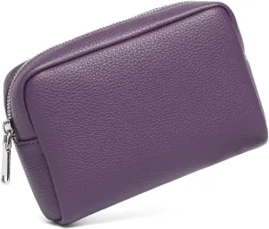 Makeup Bag Large Capacity Women's Classic Black Wash Bag Adjustable Partition Wash Brush and Cosmetic Carrying Bag (PU/Anemone Purple)