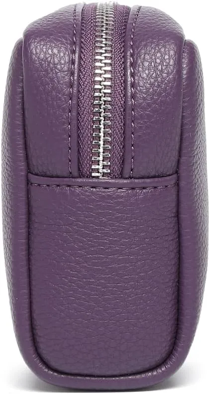 Makeup Bag Large Capacity Women's Classic Black Wash Bag Adjustable Partition Wash Brush and Cosmetic Carrying Bag (PU/Anemone Purple)