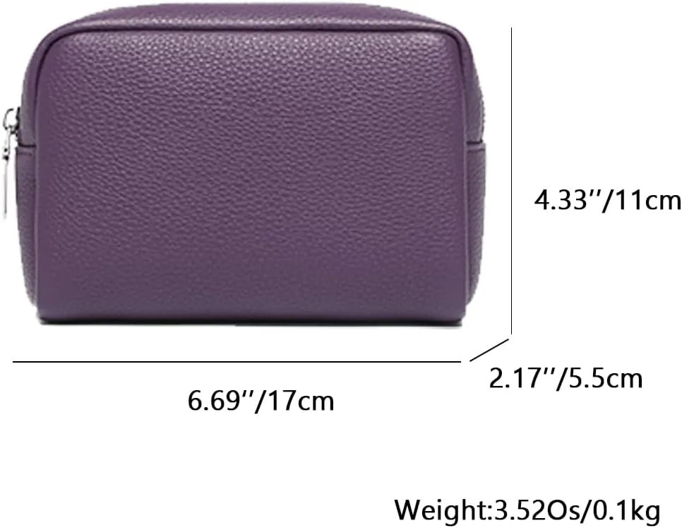 Makeup Bag Large Capacity Women's Classic Black Wash Bag Adjustable Partition Wash Brush and Cosmetic Carrying Bag (PU/Anemone Purple)