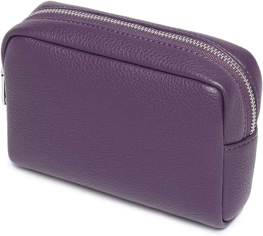 Makeup Bag Large Capacity Women's Classic Black Wash Bag Adjustable Partition Wash Brush and Cosmetic Carrying Bag (PU/Anemone Purple)