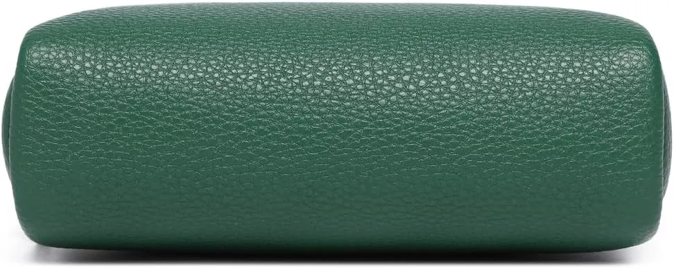 Makeup Bag Large Capacity Women's Classic Black Wash Bag Adjustable Partition Wash Brush and Cosmetic Carrying Bag (PU/Forest Green)