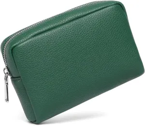 Makeup Bag Large Capacity Women's Classic Black Wash Bag Adjustable Partition Wash Brush and Cosmetic Carrying Bag (PU/Forest Green)