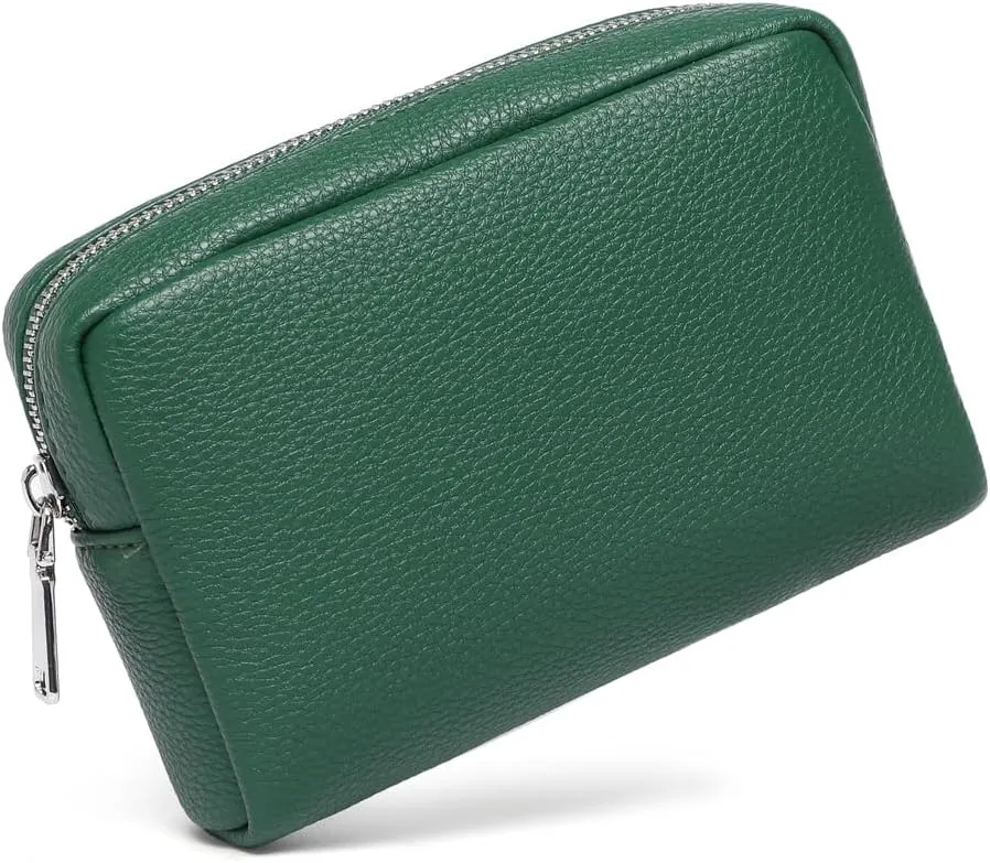 Makeup Bag Large Capacity Women's Classic Black Wash Bag Adjustable Partition Wash Brush and Cosmetic Carrying Bag (PU/Forest Green)