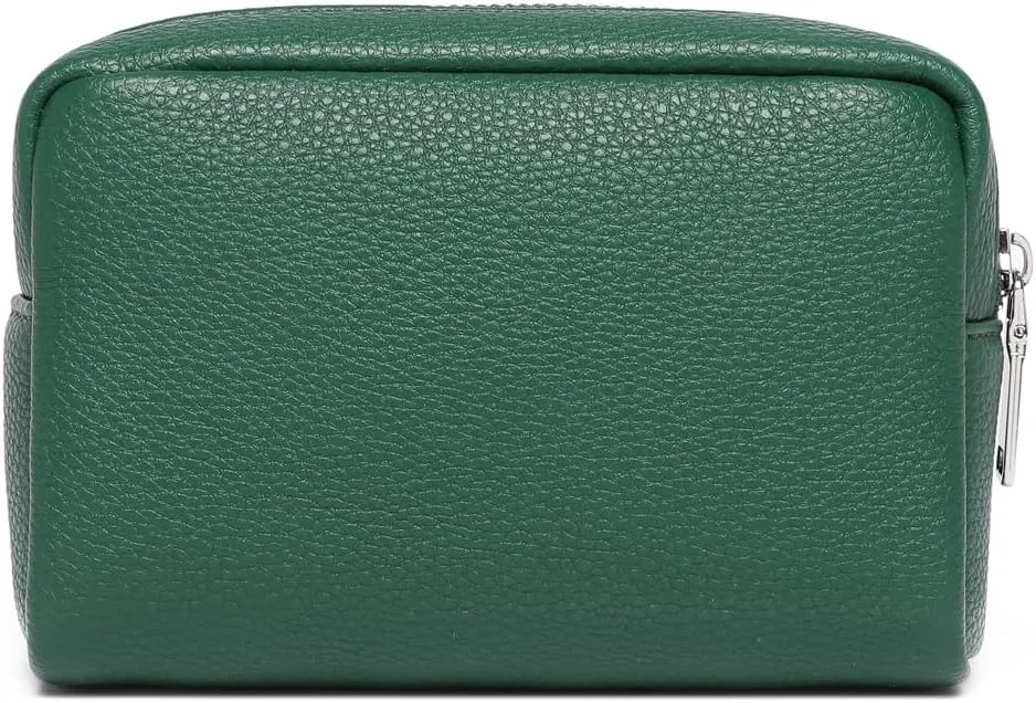 Makeup Bag Large Capacity Women's Classic Black Wash Bag Adjustable Partition Wash Brush and Cosmetic Carrying Bag (PU/Forest Green)
