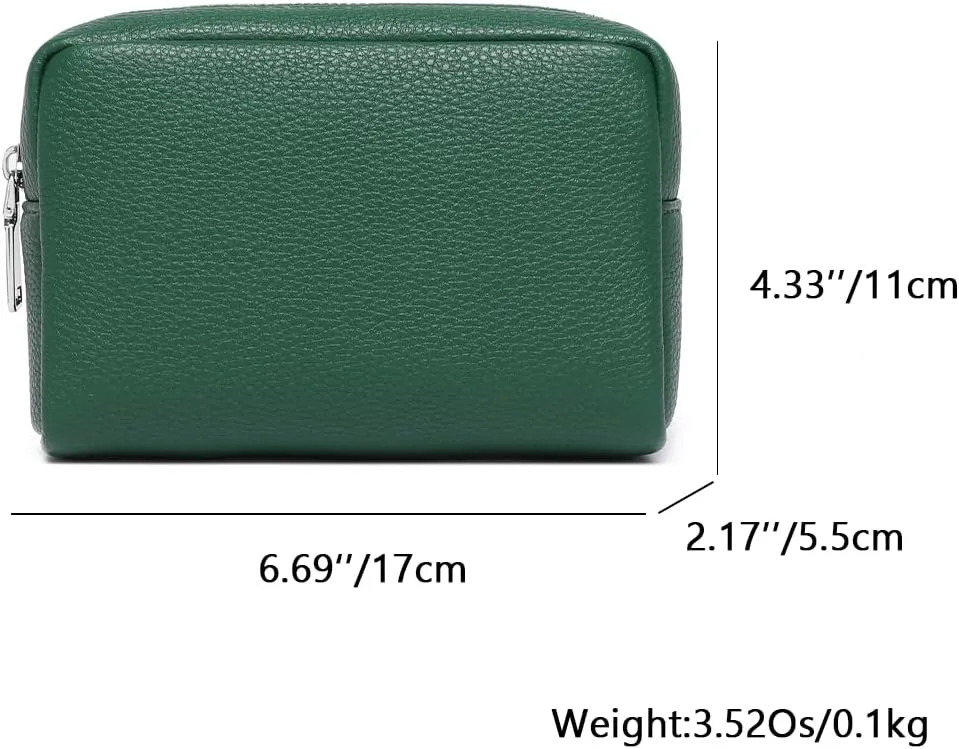 Makeup Bag Large Capacity Women's Classic Black Wash Bag Adjustable Partition Wash Brush and Cosmetic Carrying Bag (PU/Forest Green)