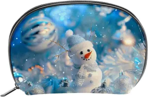 Makeup Bag Organizer,Cosmetic Bags for Women,Christmas Stars Snowflakes Snowman,Small Makeup Pouch