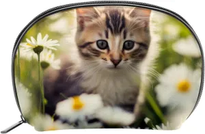 Makeup Bag Organizer,Cosmetic Bags for Women,Daisy and Flower Cat,Small Makeup Pouch