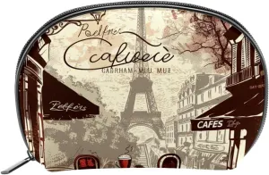 Makeup Bag Organizer,Cosmetic Bags for Women,Eiffel Tower Vintage Newspaper,Small Makeup Pouch