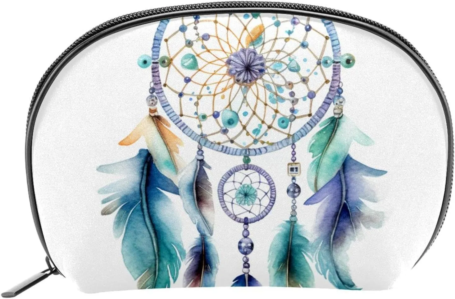 Makeup Bag Organizer,Cosmetic Bags for Women,Ethnic Feather Watercolor Dream Catcher,Small Makeup Pouch