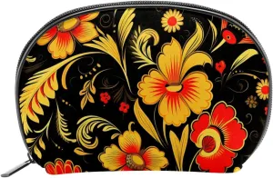 Makeup Bag Organizer,Cosmetic Bags for Women,Ethnic Flower with Dark Blackground,Small Makeup Pouch