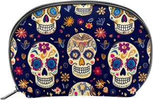 Makeup Bag Organizer,Cosmetic Bags for Women,Floral Sugar Skull,Small Makeup Pouch